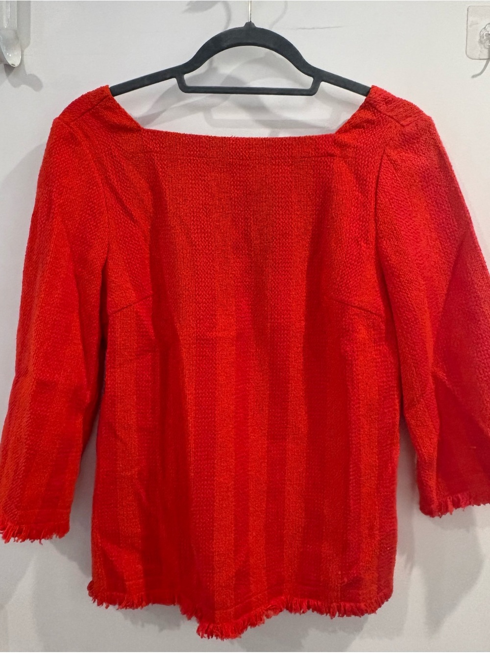 Trina Turk Bright Red Textured Bouclé Top
